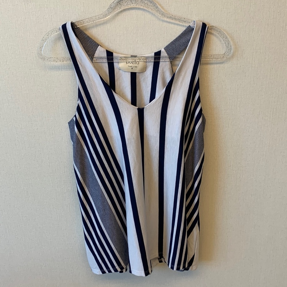 🎉HP🎉 Anthropologie Puella Navy/White Striped Top • Sz S